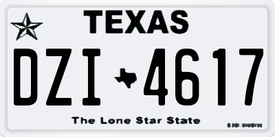 TX license plate DZI4617