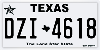 TX license plate DZI4618