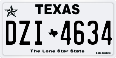 TX license plate DZI4634