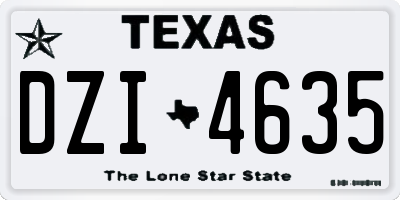 TX license plate DZI4635