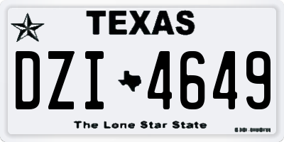 TX license plate DZI4649