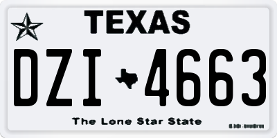 TX license plate DZI4663