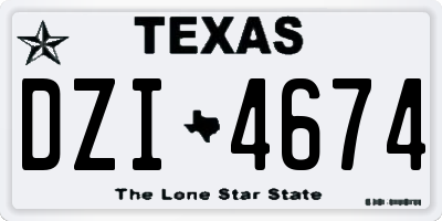 TX license plate DZI4674