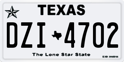 TX license plate DZI4702