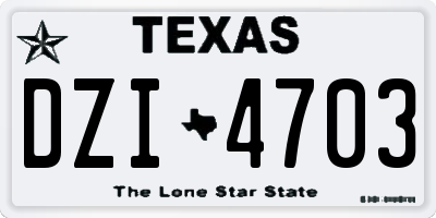 TX license plate DZI4703