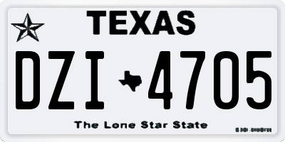 TX license plate DZI4705