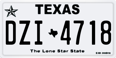 TX license plate DZI4718