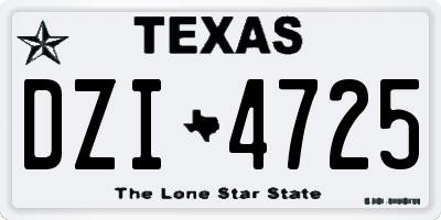 TX license plate DZI4725