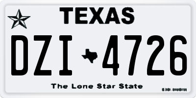TX license plate DZI4726