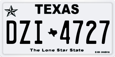 TX license plate DZI4727