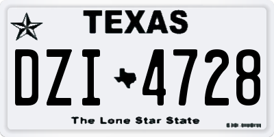 TX license plate DZI4728