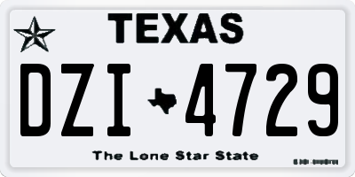TX license plate DZI4729