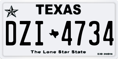 TX license plate DZI4734