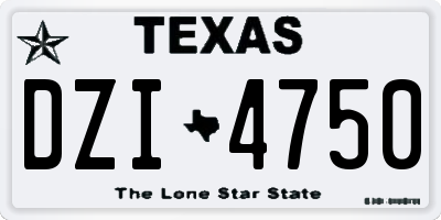 TX license plate DZI4750