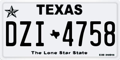 TX license plate DZI4758