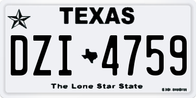 TX license plate DZI4759