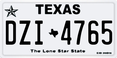 TX license plate DZI4765