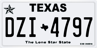 TX license plate DZI4797