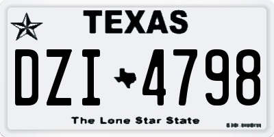 TX license plate DZI4798