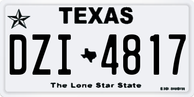 TX license plate DZI4817