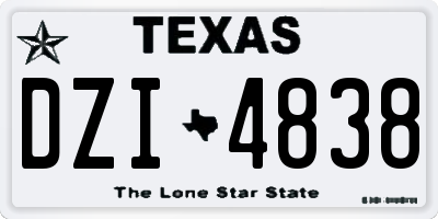 TX license plate DZI4838