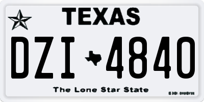 TX license plate DZI4840