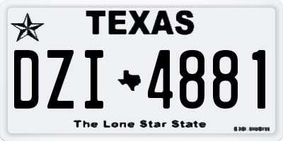 TX license plate DZI4881