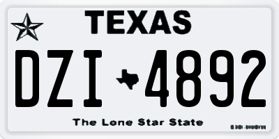 TX license plate DZI4892