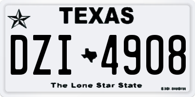 TX license plate DZI4908