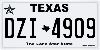 TX license plate DZI4909