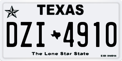 TX license plate DZI4910