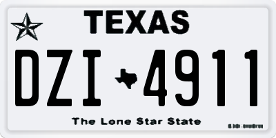 TX license plate DZI4911