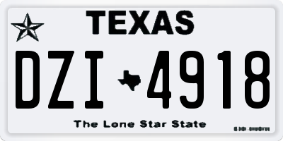 TX license plate DZI4918