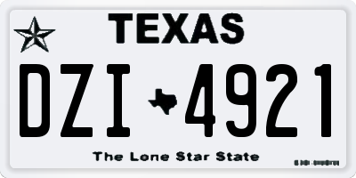 TX license plate DZI4921