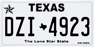TX license plate DZI4923