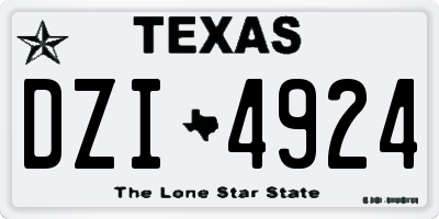 TX license plate DZI4924