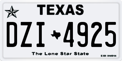 TX license plate DZI4925