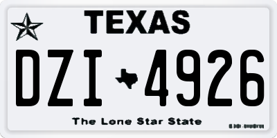TX license plate DZI4926