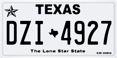 TX license plate DZI4927