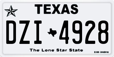 TX license plate DZI4928