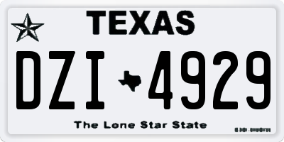 TX license plate DZI4929