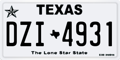 TX license plate DZI4931