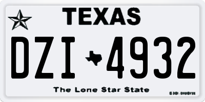 TX license plate DZI4932