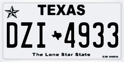 TX license plate DZI4933