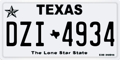 TX license plate DZI4934