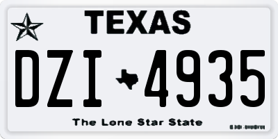 TX license plate DZI4935