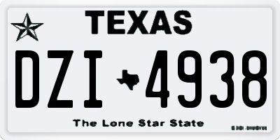TX license plate DZI4938