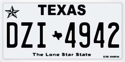 TX license plate DZI4942