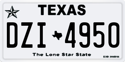 TX license plate DZI4950