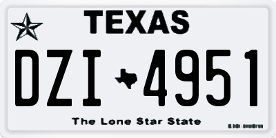TX license plate DZI4951